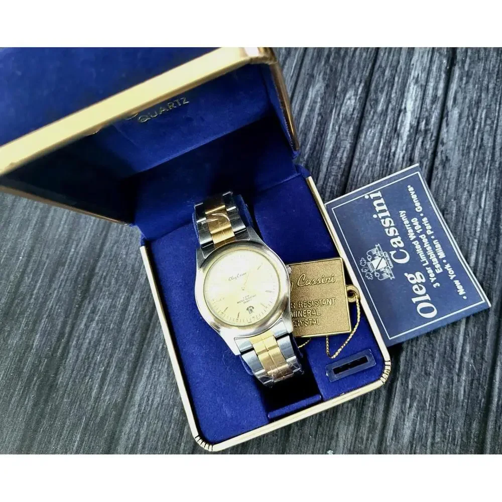 Rare Vintage Oleg Cassini Mens Designer Watch W‎ Box Papers